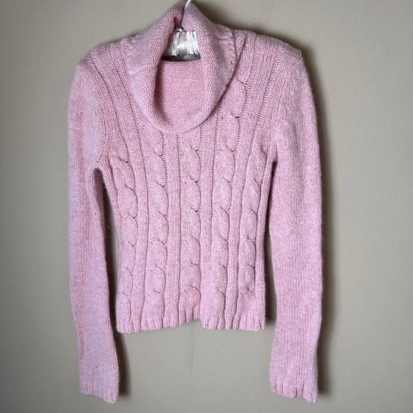 Vintage Y2K Maurices Sweater Womens Small Pink Cowl Neck Cable Knit Chunky 90s - Picture 1 of 7